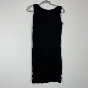 Athleta Dress womens Tulip Ruched Sleeveless Black Mini Dress Small Petite